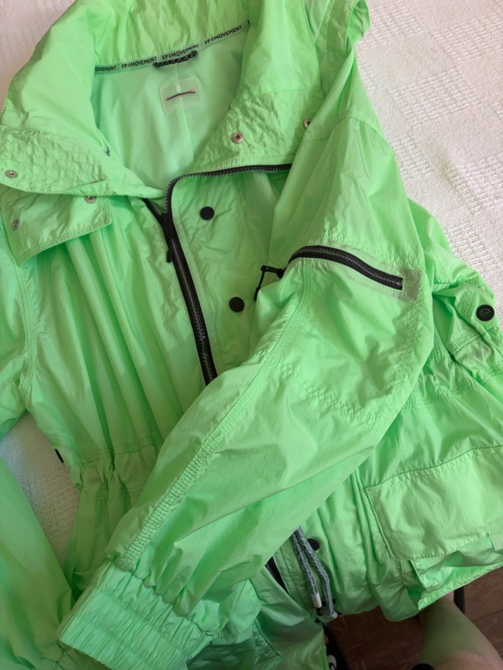 Free People Movement Aurora Maxi Windbreaker Parka Jacket Neon Lime Medium - Picture 7 of 9